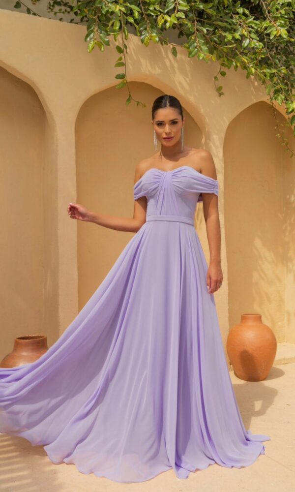 Vestido Ombro a Ombro com Pregas