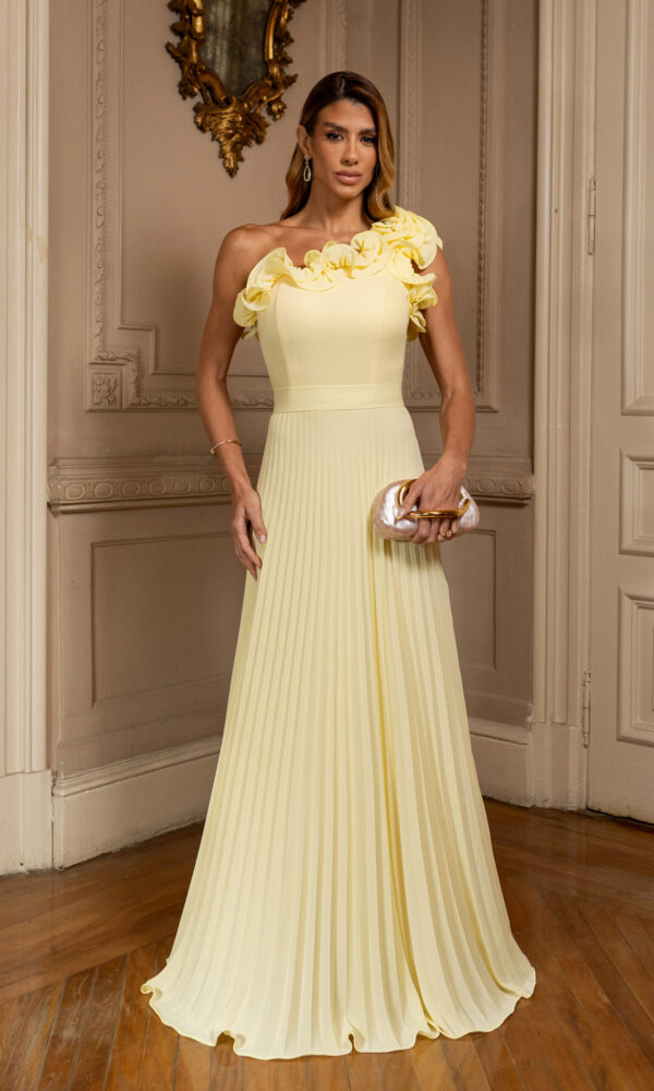 Vestido Flor Plissado