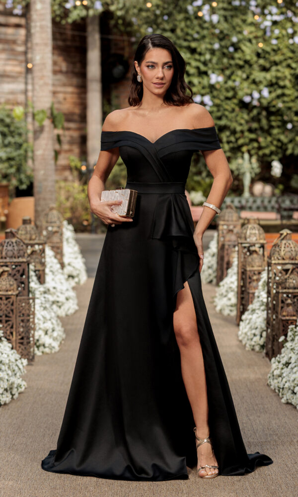 Vestido Ombro a Ombro Crepe